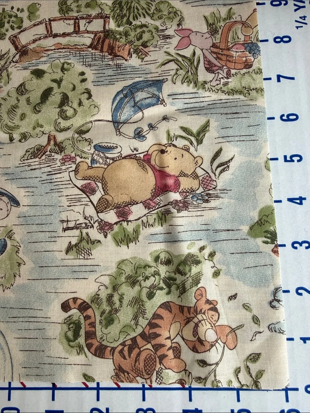 Vintage Disney Winnie the Pooh Day in the Park Fabric Springs 2/3 Yard